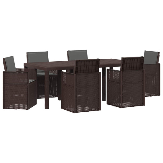 Ensemble de salle à manger pour jardin avec coussin 7 pcs pp