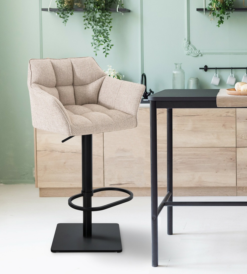 Lot de 2 tabourets de bar damaso tissu noir