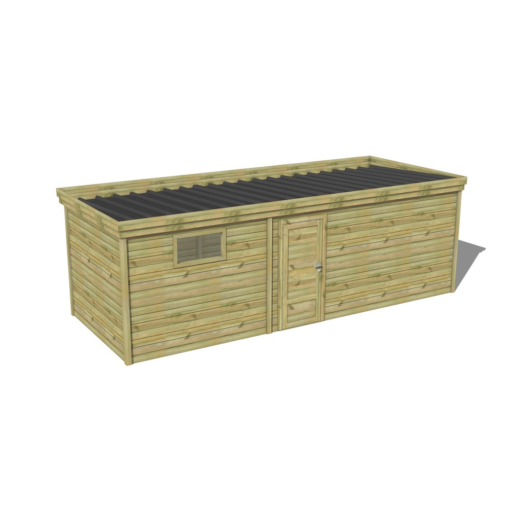 Abri de jardin bois pin traité autoclave 27mm - 7,39x2,64m / 20m2 - bac acier - abri français