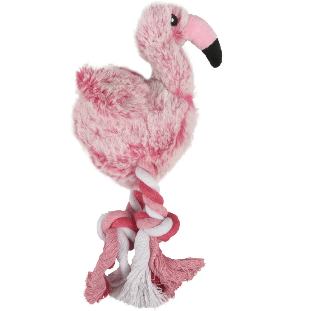 Flamant rose andes avec corde 30 cm jouet pour chien