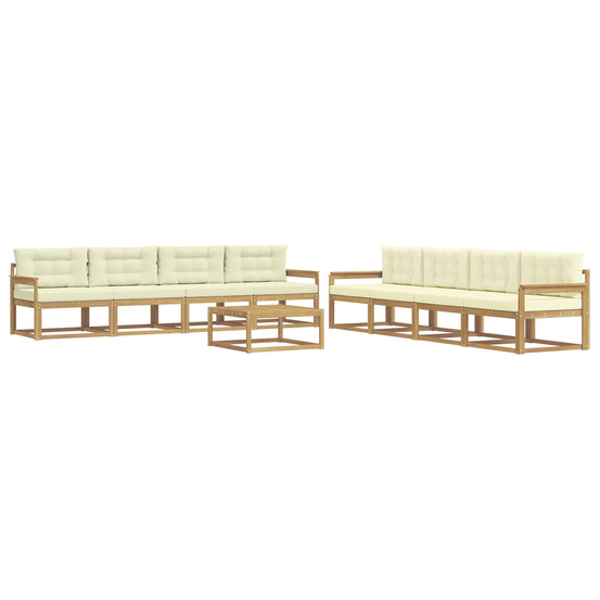 Ensemble de canapés d'extérieur 9 pcs blanc et crème