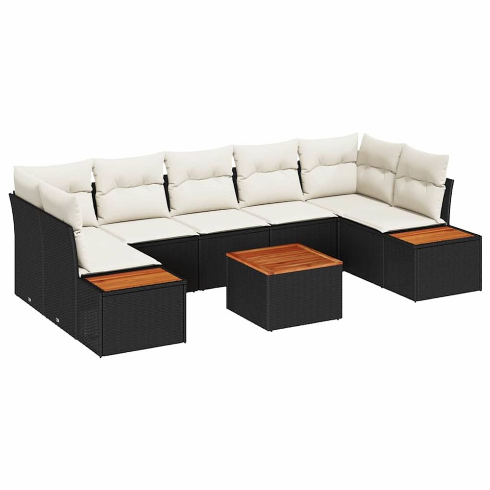 Ensemble de canapé de jardin 8 pc noir poly rotin