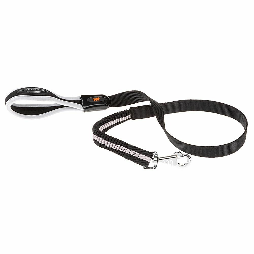 Ferplast laisse élastique pour chien ergocomfort elastic, poignée ergonomique, rembourrage doux, longueur 120 cm x 2,5 cm, argent