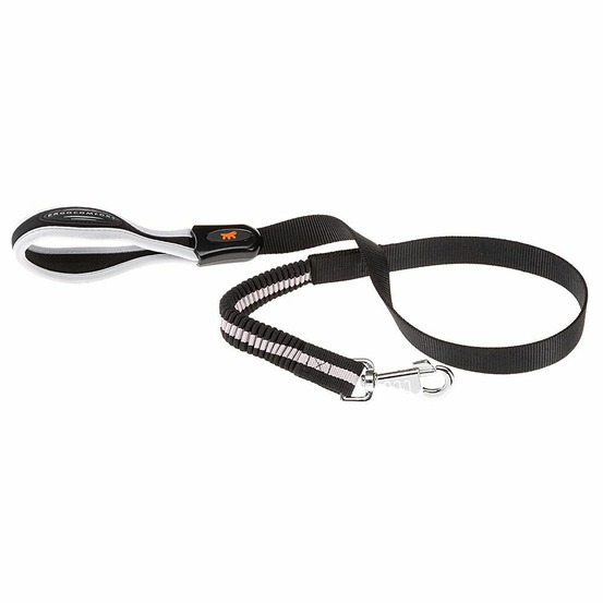 Ferplast laisse élastique pour chien ergocomfort elastic, poignée ergonomique, rembourrage doux, longueur 120 cm x 2,5 cm, argent