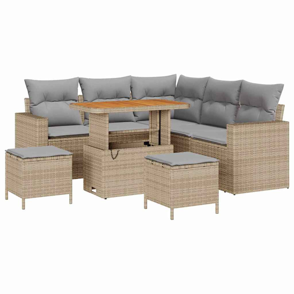 Ensemble de canapé de jardin 8 pcs beige et gris clair