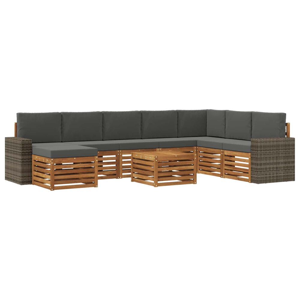 Ensemble de canapés d'extérieur 9 pc naturel et anthracite