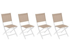 Lot de 4 chaises de jardin en aluminium pliables lin et blanc essentia