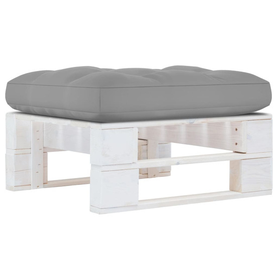 Pouf palette de jardin bois de pin imprégné de blanc