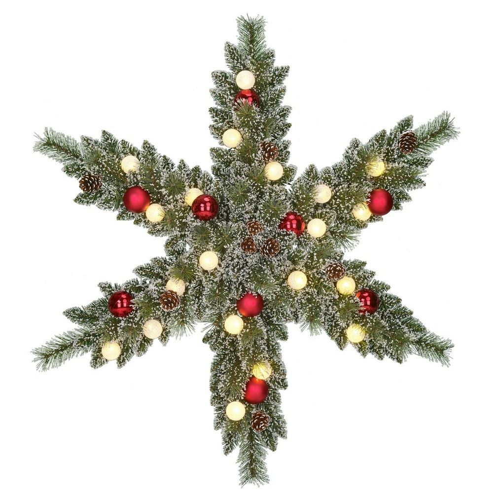 Black box trees kaprun couronne de noël ster avec éclairage led - noël couronne ø90 cm avec décoration de noël en dennenappels -
