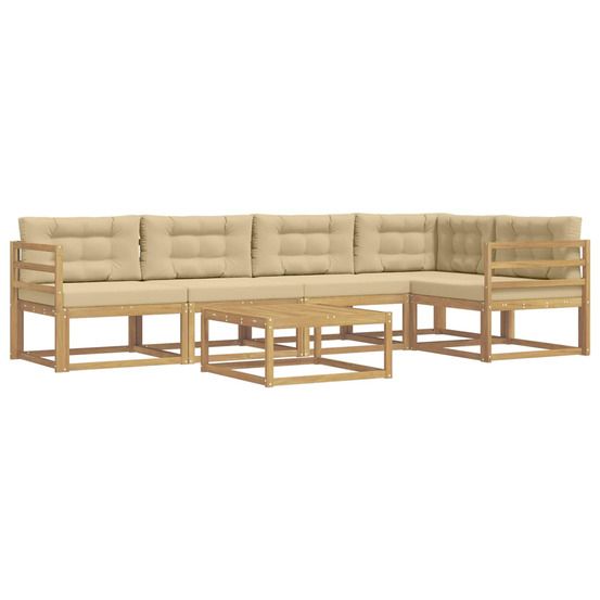 Ensemble de canapés d'extérieur 6 pc blanc et beige polyester