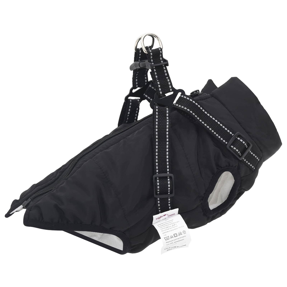Manteau pour chien avec harnais noir xl fleece et polyester
