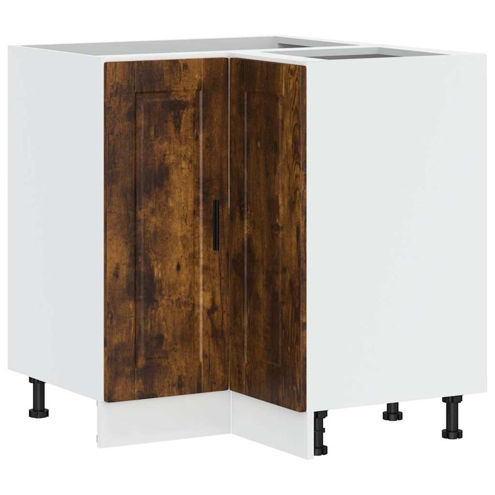 Armoire d'angle de cuisine porto chêne fumé bois d'ingénierie