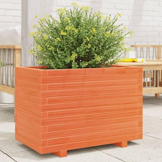 Jardinière en bois de pin massif bac à fleurs balcon marron 70x40cm