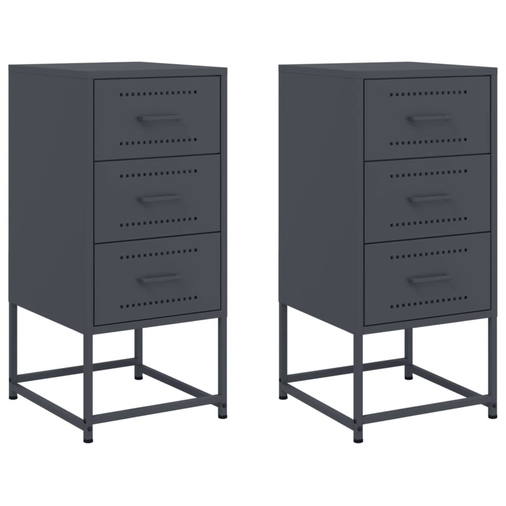 Tables de chevet 2 pcs anthracite 36x39x78 cm acier