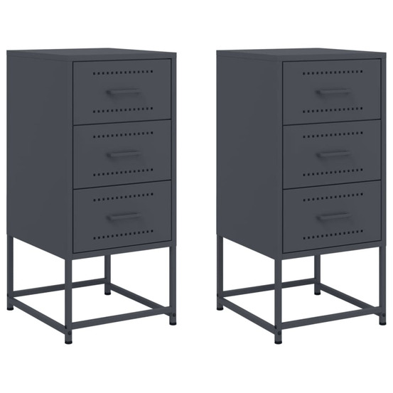Tables de chevet 2 pcs anthracite 36x39x78 cm acier