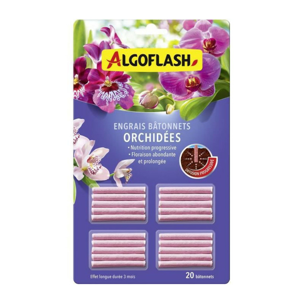 Algoflash - batonnets engrais orchidees 20 batonnets