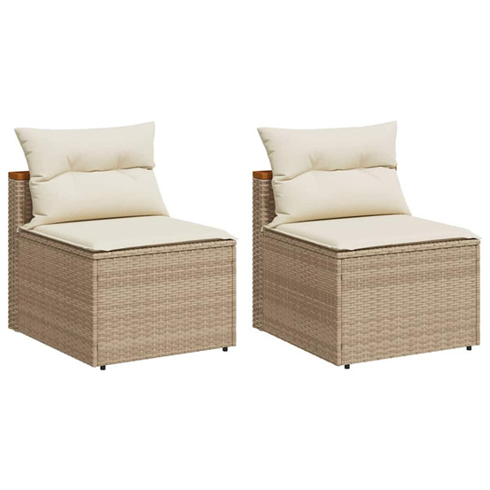 Canapés de jardin sans accoudoirs avec coussins 2 pcs beige