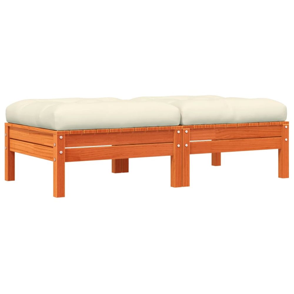 Repose-pieds de jardin avec coussins 2 pcs bois massif pin