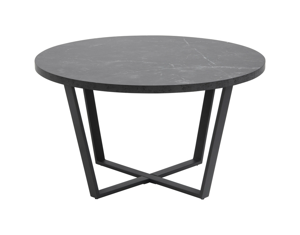 Aurora - table basse ronde - effet marbre noir - 77 cm