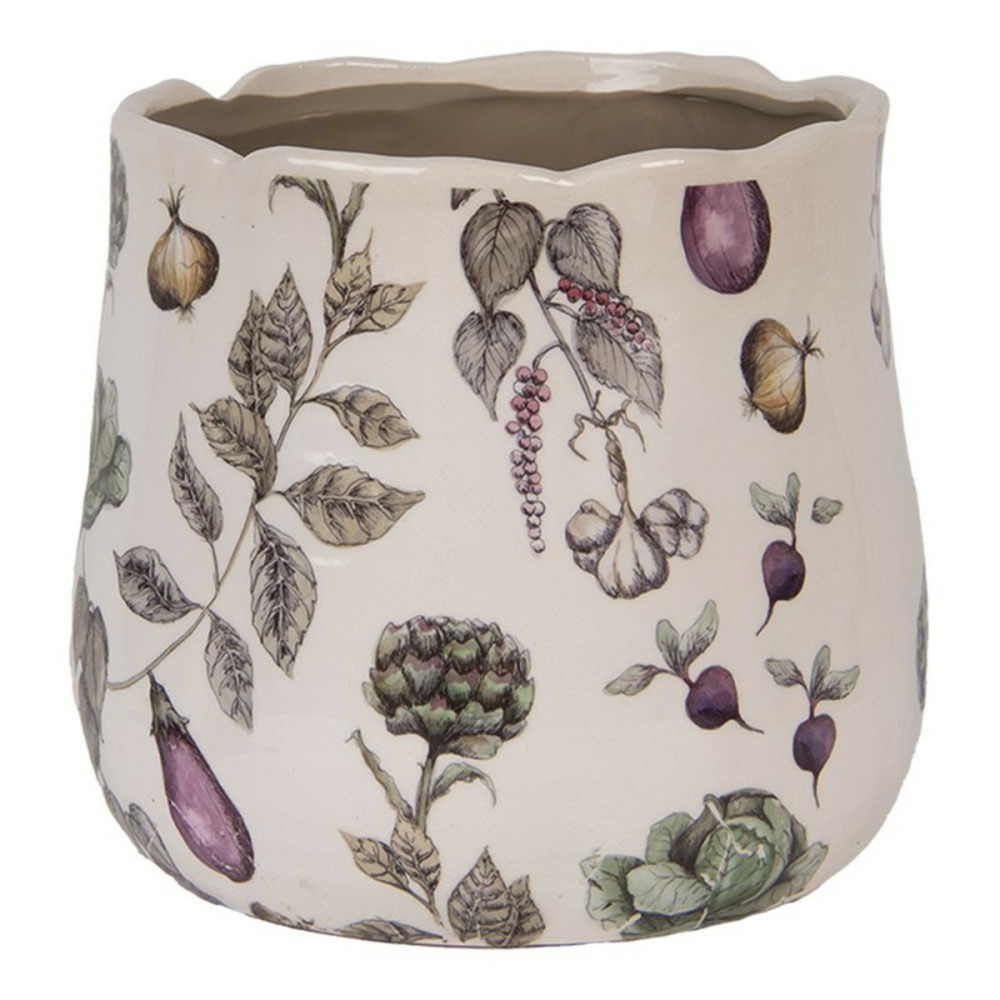 Pot de fleurs légume beige céramique 21x21x19cm