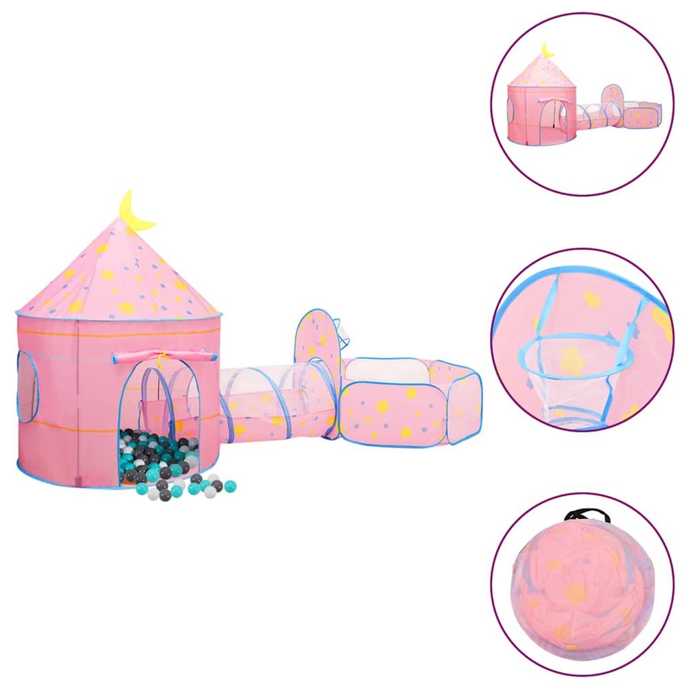 Tente de jeu pour enfants avec 250 balles rose 301x120x128 cm
