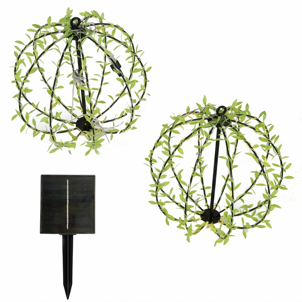 2 suspensions solaires boules feuilles ball festy d30cm