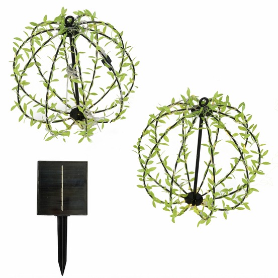 2 suspensions solaires boules feuilles ball festy d30cm