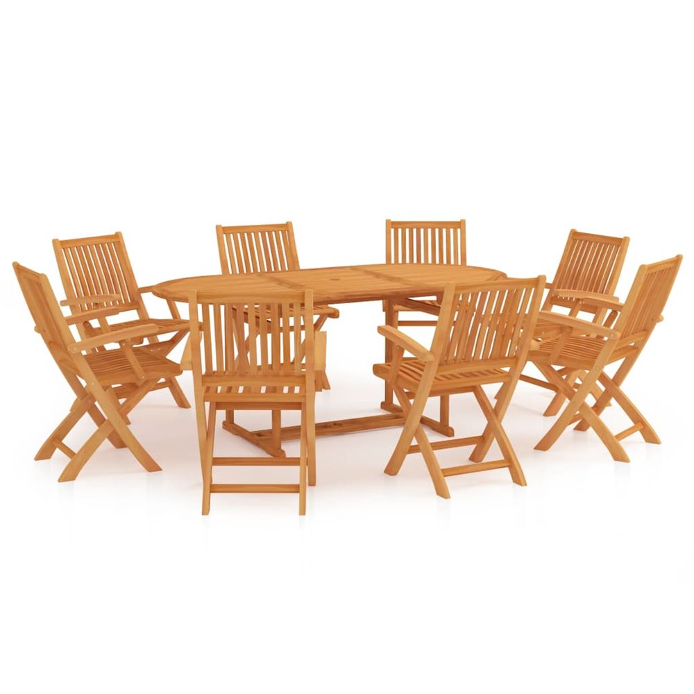 Ensemble à manger de jardin 9 pcs bois de teck massif