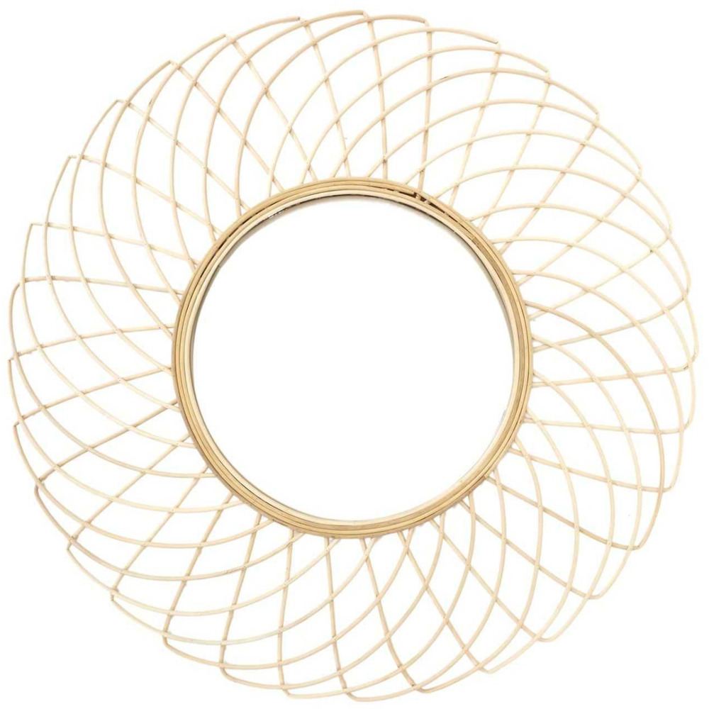 Miroir rond en rotin rosace 90 cm