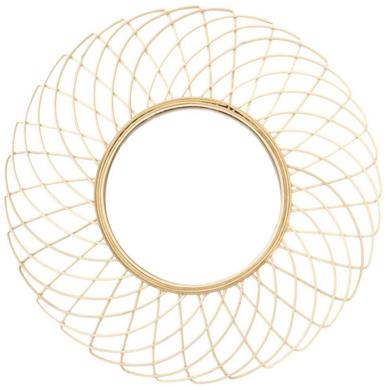 Miroir rond en rotin rosace 90 cm