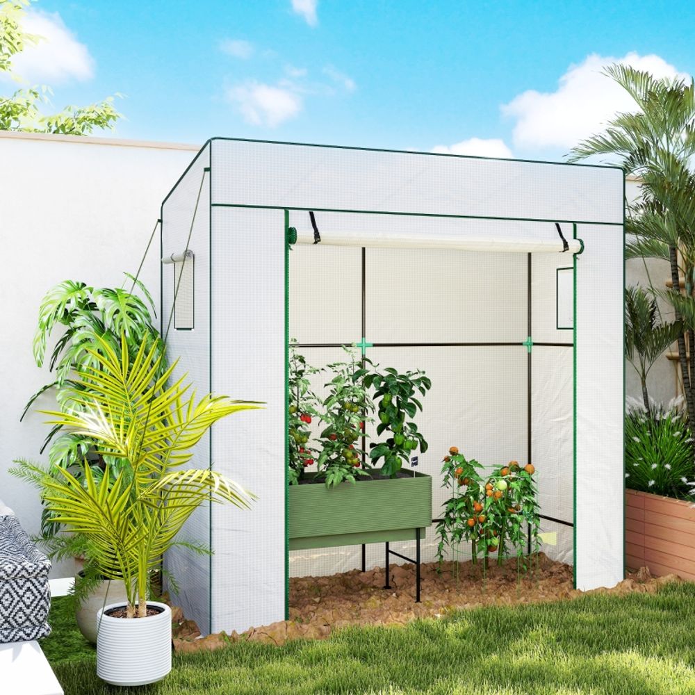 Serre de jardin en pe renforcé blanc 196 x 77 x 197 cm potager extérieur porte zippée - comfortxl outdoor living