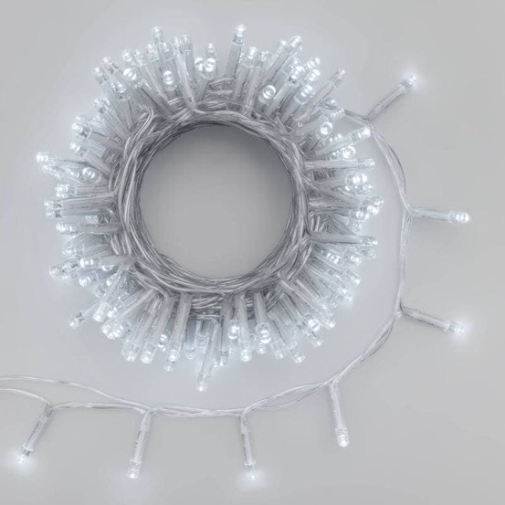 Guirlande à piles 500 led blanc froid télécommande 20m câble transparent à piles lotti