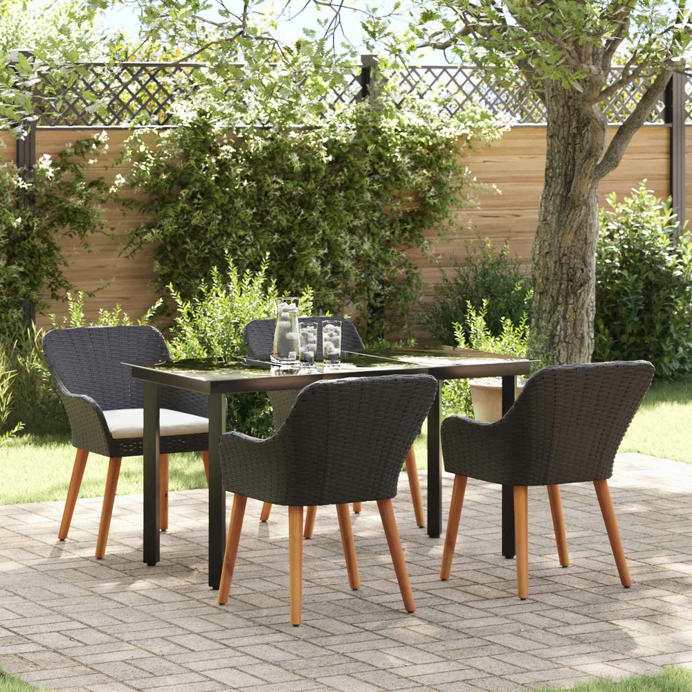 Ensemble de salle à manger pour jardin 5 pcs noir polyrotin