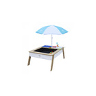 Axi linda table sable et eau avec cuisine et evier marron blanc parasol bleu blanc