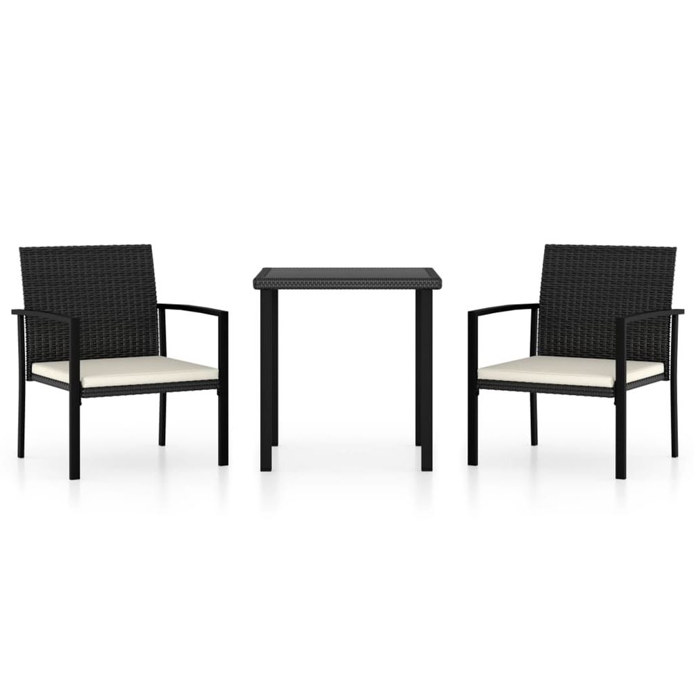 Ensemble à manger de jardin 3 pcs résine tressée noir