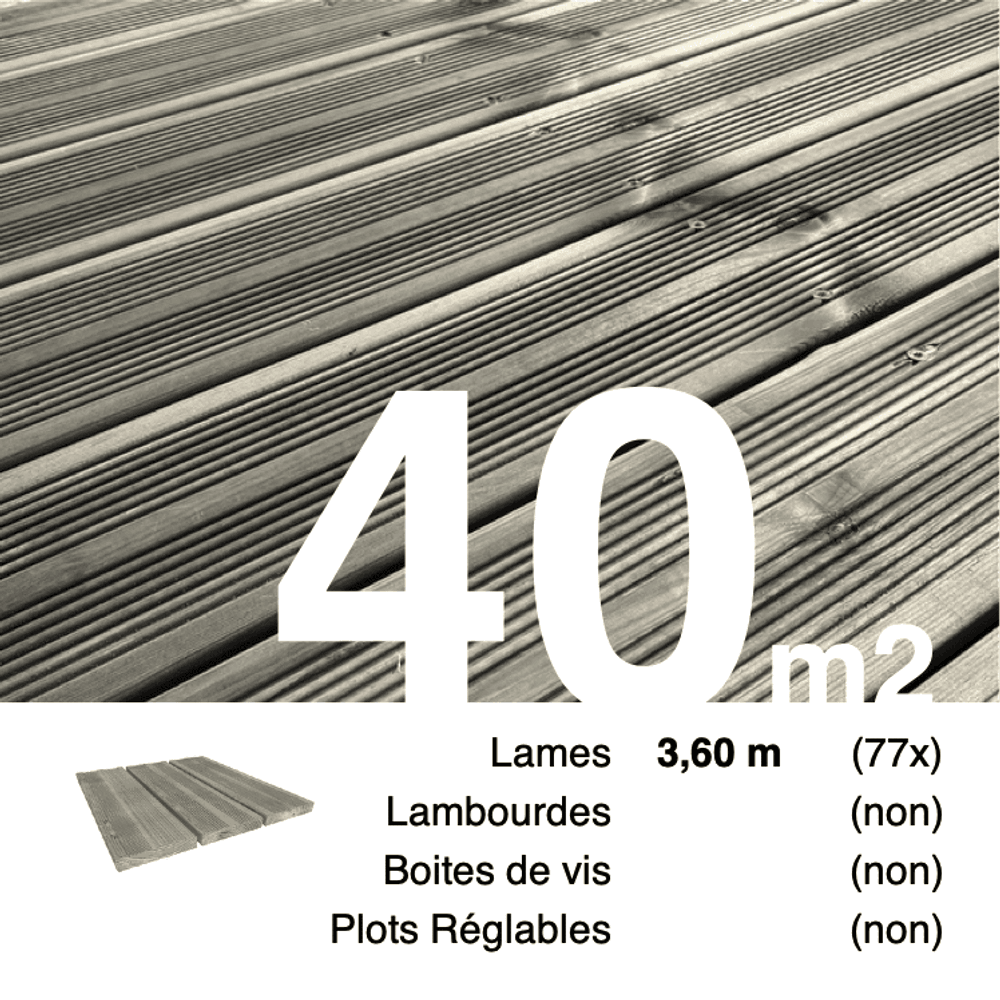 Lames de terrasse pin autoclave gris 27 x 145 mm • longueur 3,6 m • classe 3b • lot pour 40 m²