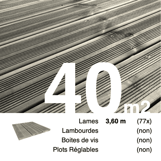 Lames de terrasse pin autoclave gris 27 x 145 mm • longueur 3,6 m • classe 3b • lot pour 40 m²
