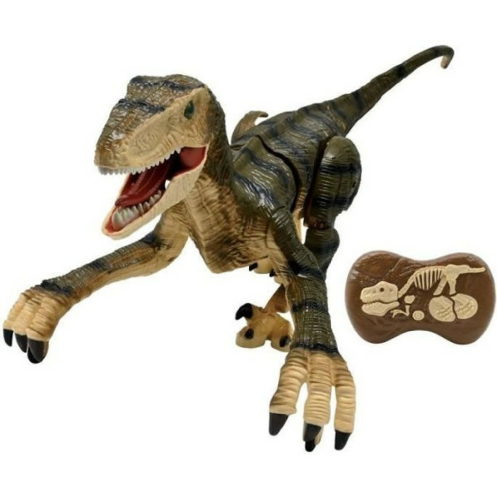 Dinosaure de simulation télécommandé - lexibook - velociraptor 45 cm - mouvements articulés - effets lumineux - sons de rugi