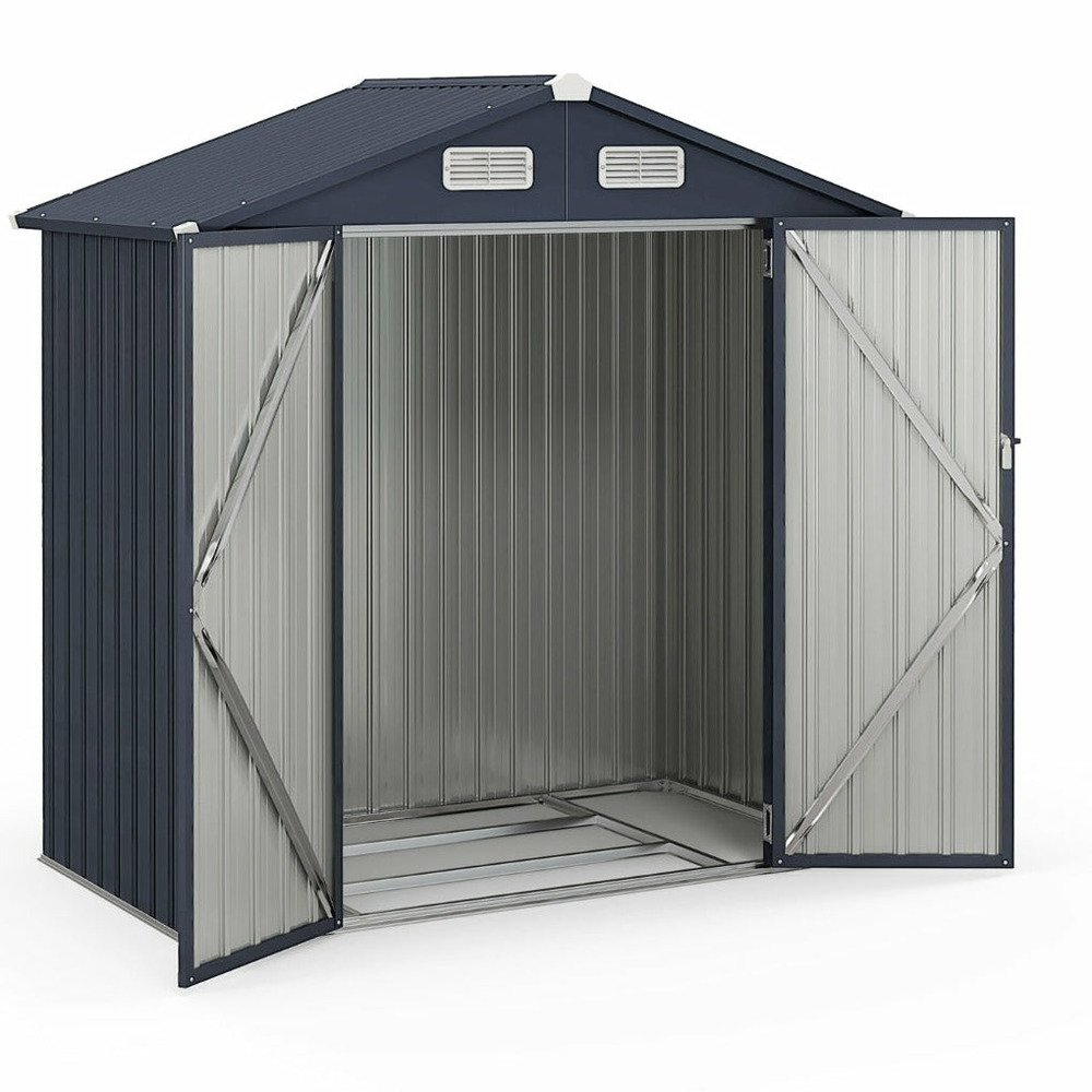 Abri de rangement extérieur 193 x 108 x 196 cm avec verrouillage et ventilation design moderne en acier galvanisé gris foncé