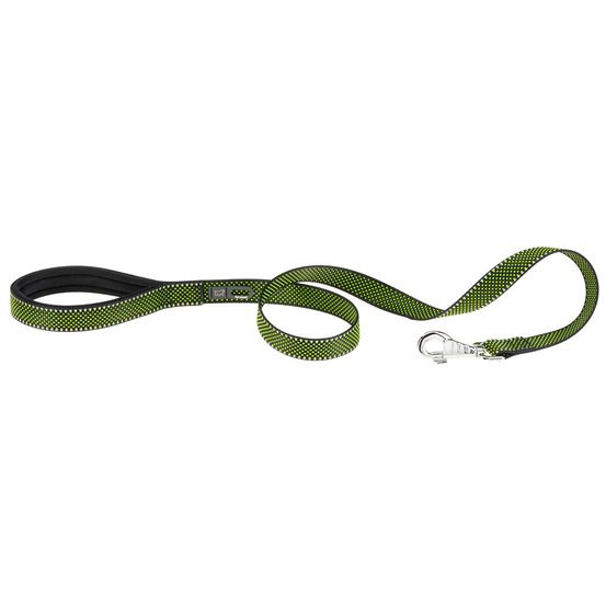 Laisse réfléchissante pour chiens daytona deluxe g25/120, support sachets hygieniques, poignée rembourrée, noir-vert