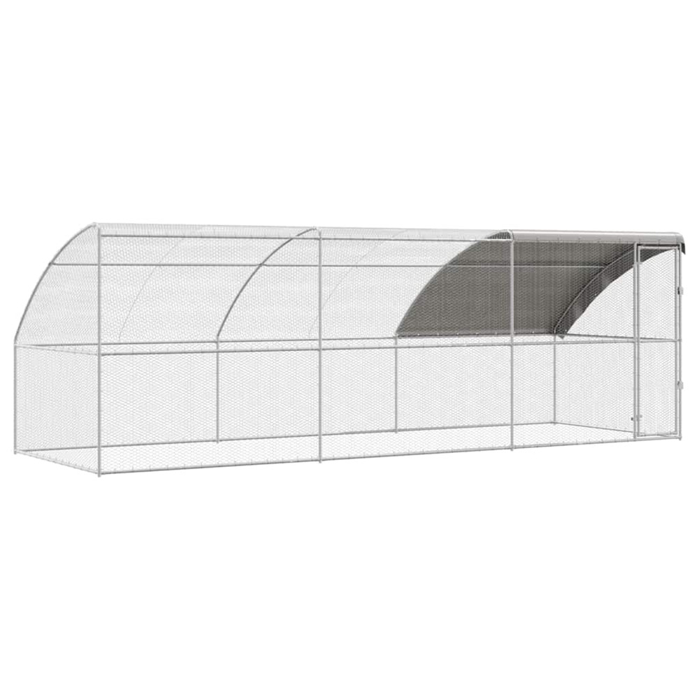 Cage à poules 3 pcs argenté 600 x 200 x 200 cm acier et pe