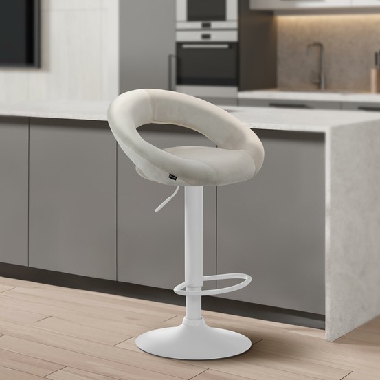 Tabouret de bar olinda velours blanc