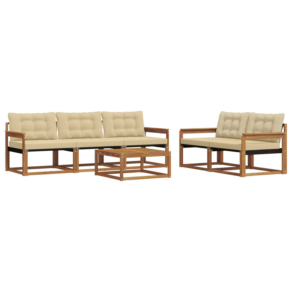 Ensemble de canapés d'extérieur 6 pcs naturel et beige