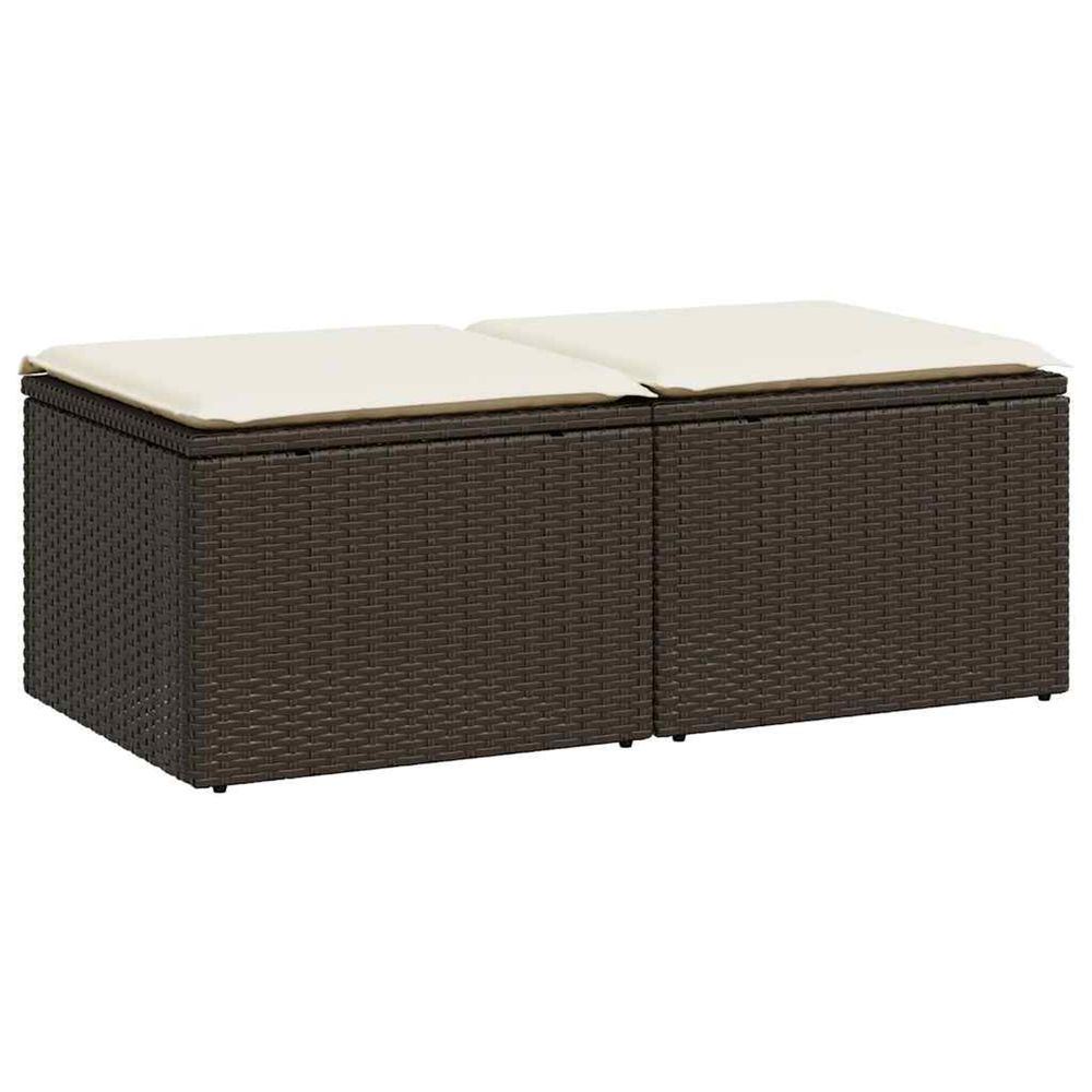 Salon de jardin avec coussins 2pcs marron résine tressée acacia