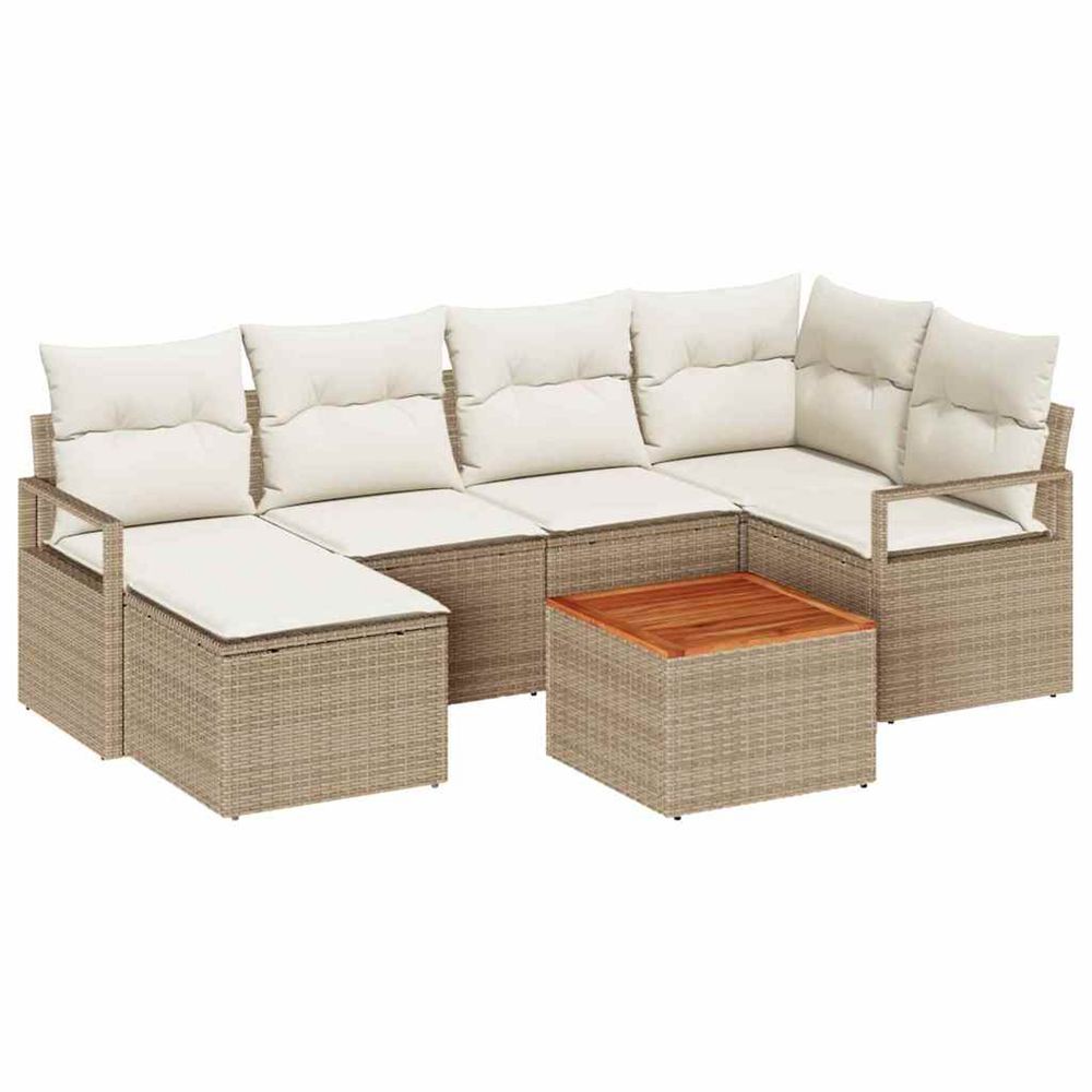 Ensemble de canapé de jardin 7 pc beige et crème polyrotin