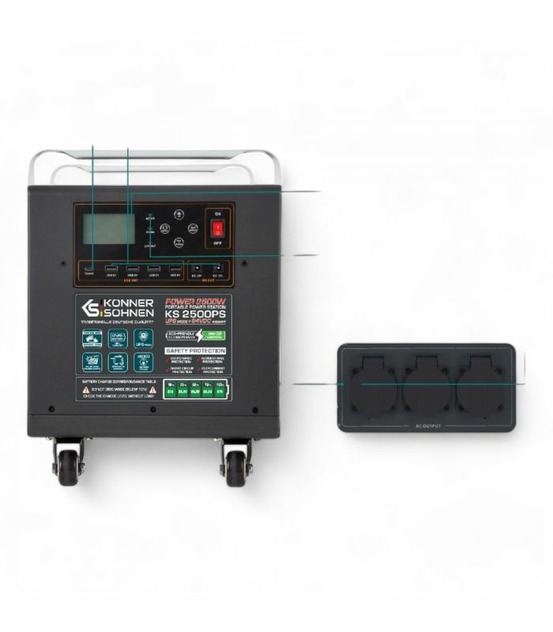 Station d'énergie portable, 2500w - könner söhnen ks 2500 ps