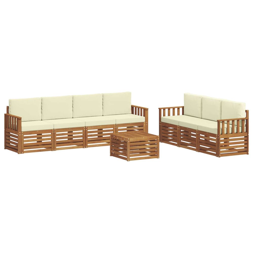 Ensembles de canapés 8 pc naturel et crème bois d'acacia massif