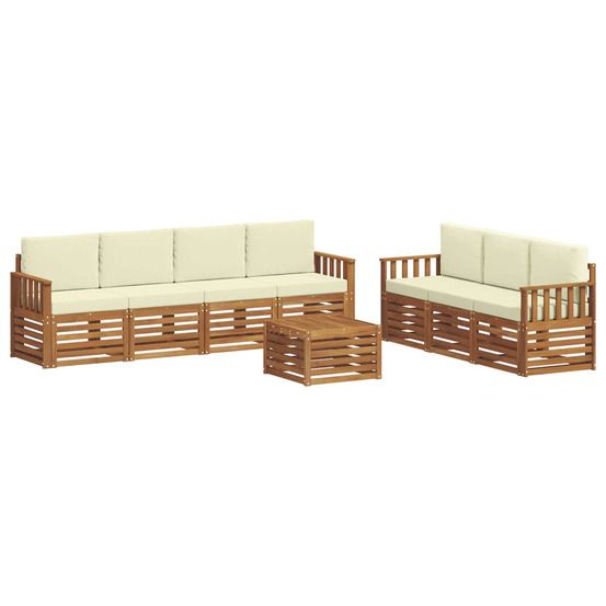 Ensembles de canapés 8 pc naturel et crème bois d'acacia massif