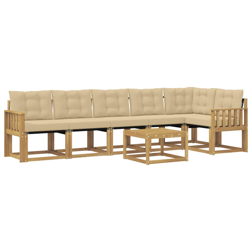 Ensemble de canapés d'extérieur 7 pcs blanc et beige