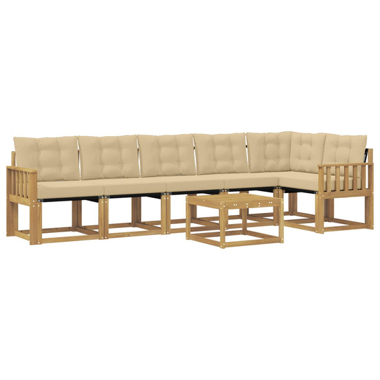 Ensemble de canapés d'extérieur 7 pcs blanc et beige